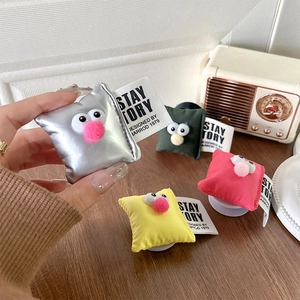 Cute large eyes pillow phone grip holder in colorful silver yellow pink and green