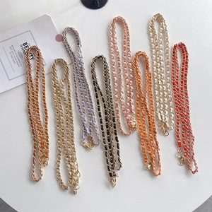Crossbody Phone Chain Braided Alloy Metal And PU Leather Replacement Strap For Bag Versatile Elegant Shoulder Lanyard For Women