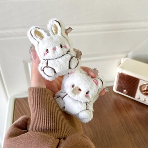 Support de téléphone en peluche lapin et ours mignon avec fausse fourrure douce