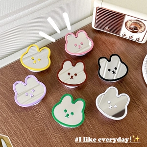 Cute Rabbit Shape Phone Grip With Mirror Foldable Expandable Socket Korean Style Portable Makeup Mirror For Smartphone