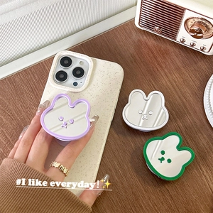 Cute rabbit shaped mirror phone grip stand available in purple, white and green