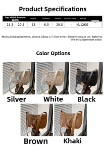 Size chart showing 21.5cm width and 13cm height of the PU leather minimalist underarm bag