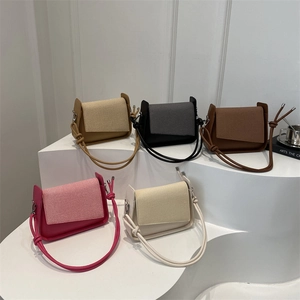 Vintage Schultertasche Aus PU Leder Und Gewebtem Stoff Mit Geknotetem Riemen Schicke Unterachseltasche Für Damen