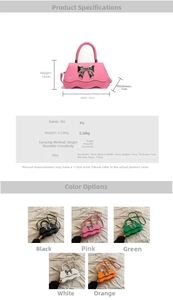 Tableau des tailles et vue multicolore de ce sac à bandoulière tendance avec dimensions