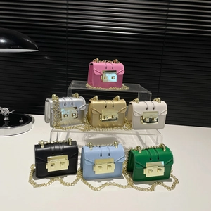 Mini PU Leather Crossbody Bag Gold Metal Chain Shoulder Bag Small Square Commuter Handbag Square Buckle Flip Cover
