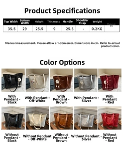 Detailed sizing chart and material specifications for this large capacity PU tote bag