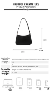 Guide détaillé des tailles et de la capacité pour le sac sous les bras en cuir PU noir