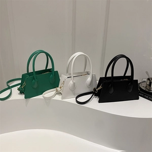 Women Small Trapezoid Handbag PU Leather Lychee Pattern Minimalist Top Handle Crossbody Shoulder Bag Adjustable Strap