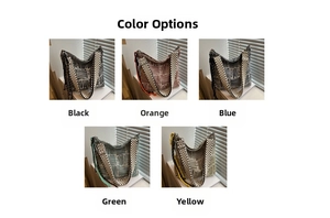 Detailed color selection showing five striped canvas tote bags with polka dot straps