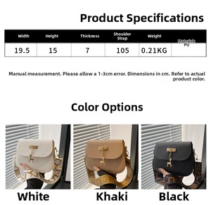 Detailed spec sheet and dimensions of minimalist shell bag with deer pendant and strap