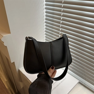 Women Minimalist PU Leather Underarm Bag Fashion Solid Color Shoulder Bag With Stitching Detail Small Bag For Everyday