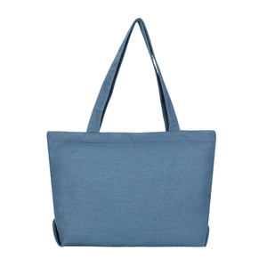 Large capacity blue canvas tote bag for women with wide handles for daily commute