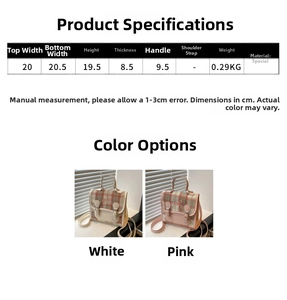 Size chart for plaid mini backpack showing dimensions and lightweight design