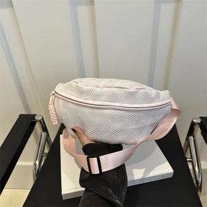 Casual Striped Woven Waist Bag For Women Lightweight Large Capacity Chest Crossbody Bag For Travel Daily Use Students