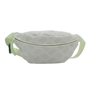 Minimalist light green crossbody fanny pack with diagonal woven texture and adjustable strap