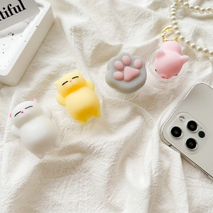 Cute 3D animal pop-up phone sockets with cat paw and pig shapes for desk support