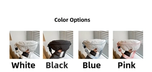 Quattro colori di marsupi in pile sherpa in bianco, nero, blu e rosa disponibili