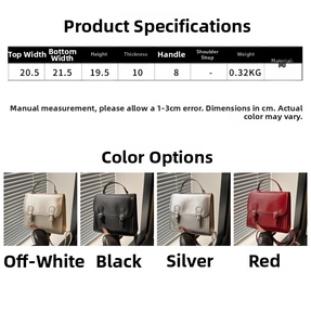 Detailed size chart and dimensions for the stylish PU leather women's handbag collection