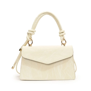 Elegant cream white marble texture square handbag with knotted handle and gold hardware