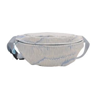 Fashionable marble print crossbody chest bag with adjustable strap and textured fabric surface