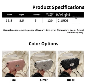 Tableau des tailles et dimensions du mini sac à bandoulière matelassé en cuir PU