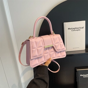 Sac Bandoulière Matelassé Femmes PU Cuir Géométrique Sac À Main Fermoir Métal Doré Bandoulière Réglable Mode Petit Sac