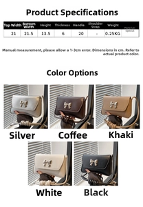 Tableau des tailles détaillé pour sac à bandoulière à nœud avec cinq options de couleurs