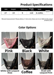 Detailed size specifications and six color variants of corduroy strawberry shoulder bags