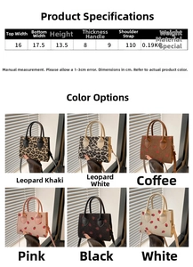 Detailed size chart and multi-color options for printed crossbody bag with dimensions