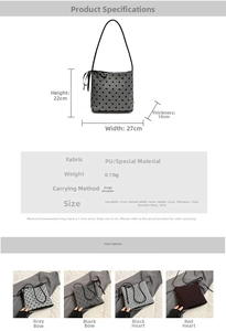 Tabella dettagliata delle taglie e materiali per la borsa a tracolla e tote a pois chic