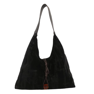 Large black velvet hobo tote bag with amber charm and leather strap for women