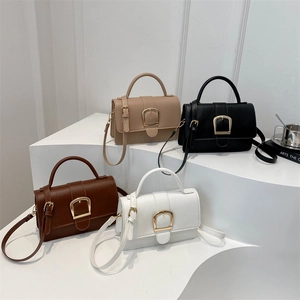 Sacs à main carrés minimalistes en beige noir marron et blanc avec boucles dorées chic