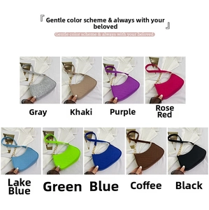 Detailed grid view showing V-quilted shoulder bags in nine diverse trendy summer colors