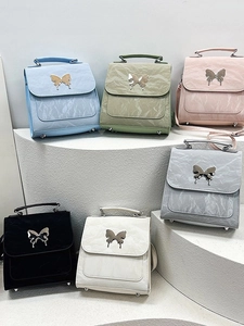 Women Crossbody Bag Wrinkled PU Leather Liquid Metal Butterfly Buckle Handbag Versatile Y2K Korean Style Shoulder Bag