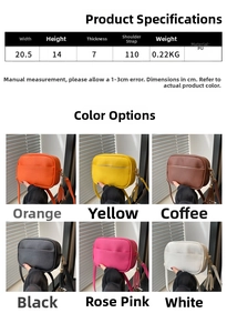 Size guide and dimensions for lychee texture cross-body bag with multi-color options