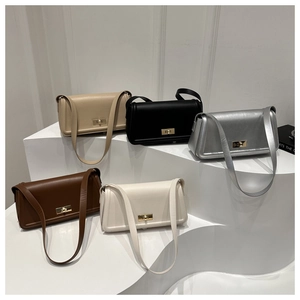 Minimalist square shoulder bags for women in beige black silver brown and white leather
