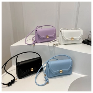 Minimalist faux leather crossbody bags in purple white black and blue with gold hardware