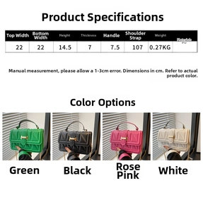 Detailed size specifications for textured PU leather crossbody bag with four color options