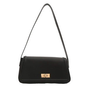 Classic black leather crossbody bag with minimalist gold buckle and sleek shoulder strap