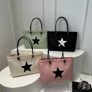Large Star Print Tote Bag Lightweight Nylon Shoulder Bag For Women Daily Commute Casual Fashion