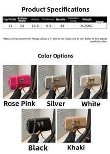 Detail specifications of PU leather crossbody bag with metal butterfly and chain