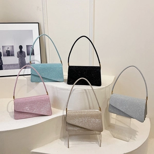 Damen Abendtasche Pailletten Glitzer Umschlag Clutch Umhängetasche Für Bankett Party Mode Asymmetrisches Design