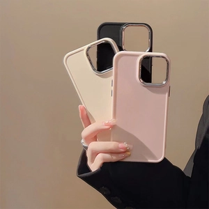 Three-piece iPhone case set with matte finish and silver electroplated camera frames