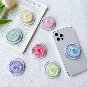 Magnetic Phone Grip Resin Glitter Circular Holder With Artificial Pearl Bow Heart Star For Girls Women Griptok