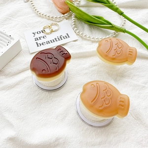 3D matte Taiyaki fish phone grip sockets in chocolate brown and custard yellow