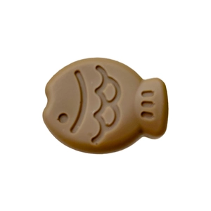 3D fish-shaped phone pop socket holder in minimalist dark brown color on white background