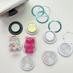 Magnetic pop-up phone sockets and adhesive metal rings in colorful bear and round styles