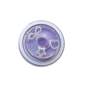 Purple glitter magnetic phone grip with pearl bow, heart and star decorative elements
