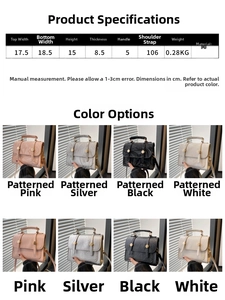 Guide des tailles pour sac bandoulière français montrant dimensions et matière PU