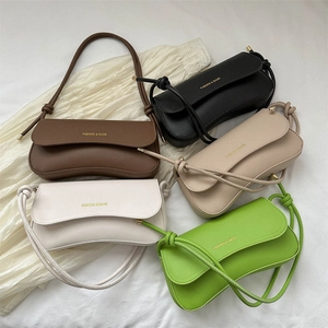Women Fashion PU Leather Underarm Bag Trendy Knot Shoulder Strap Crossbody Bag Flap Daily Square Bag Casual Solid Color
